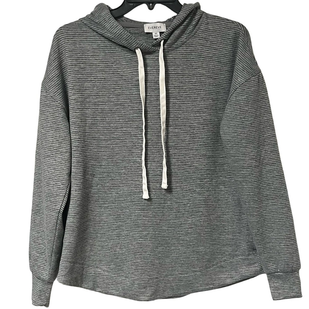 Evereve Gray‎ Striped Hooded Pullover Sweatshirt Women's Size XS